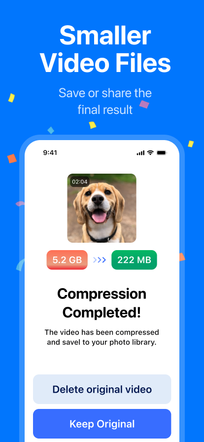 Compressor app screen showing compression options